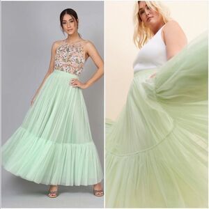 Anthropologie Geisha Design Flounced Tulle Maxi Skirt Size M